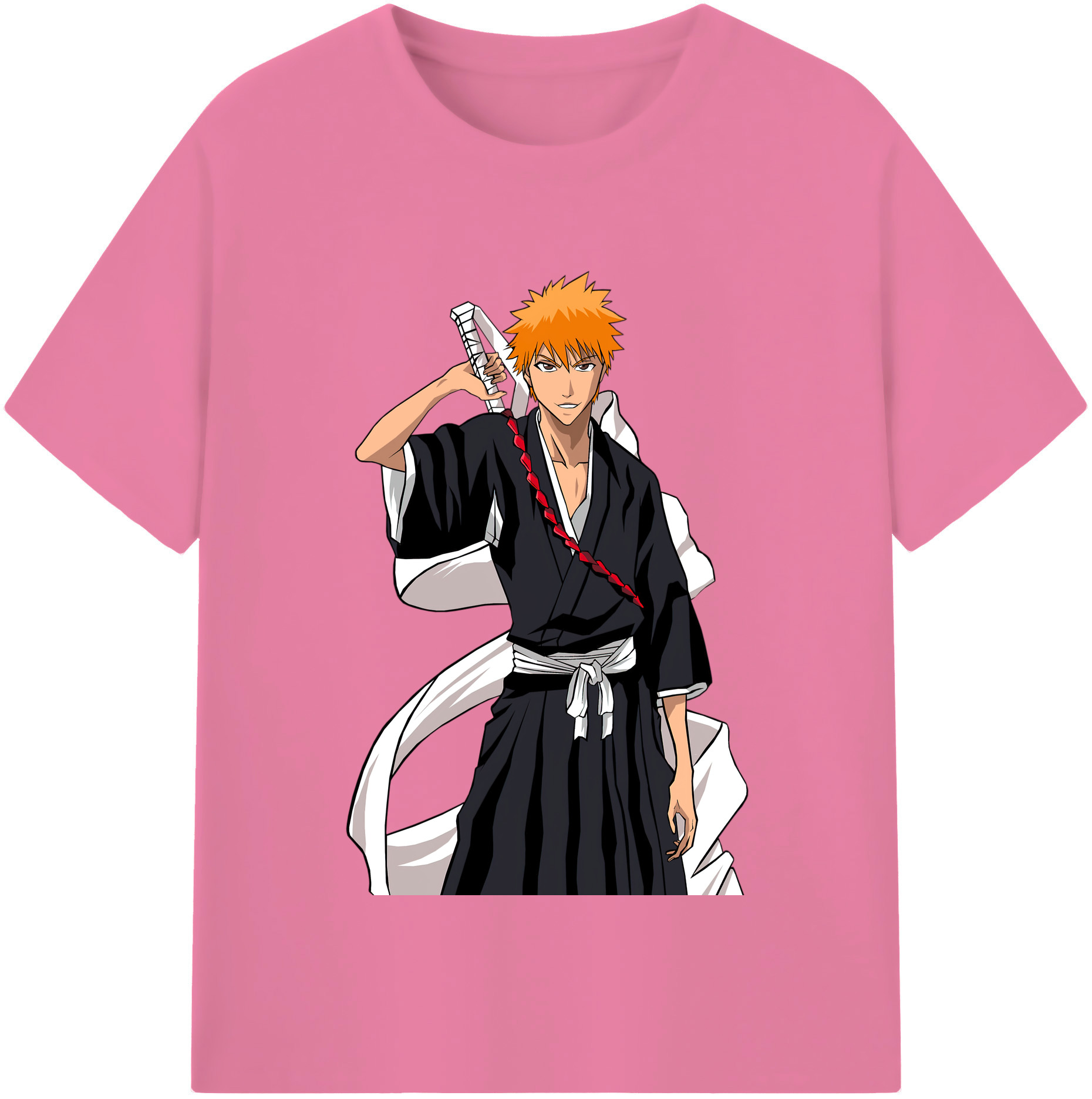 （画像用） ブリーチ 黒崎一護（くろさき いちご）BLEACH Kurosaki Ichigo 綿100％半袖Tシャツ（フロントプリント）